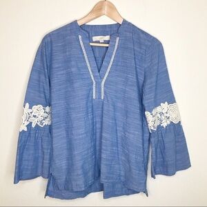 ATL boho bell sleeves lace detail loose blouse S